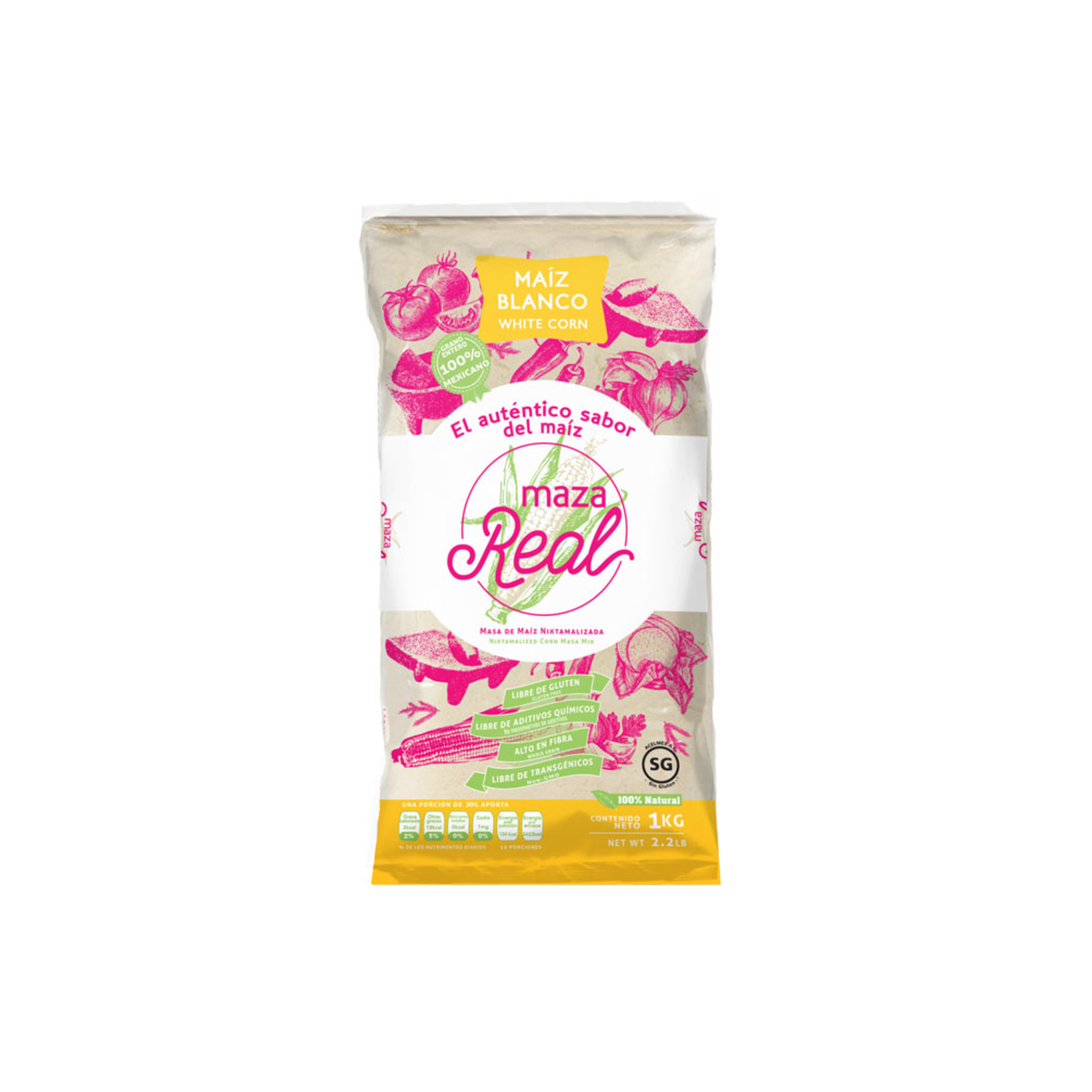 MazaReal Harina de Maíz Blanco para Tortillas - Masa Harina GMO Free 500g